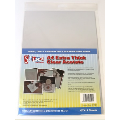 A4 Extra Thick Clear Acetate Sheets 300 Micron thick 210mm x 297mm