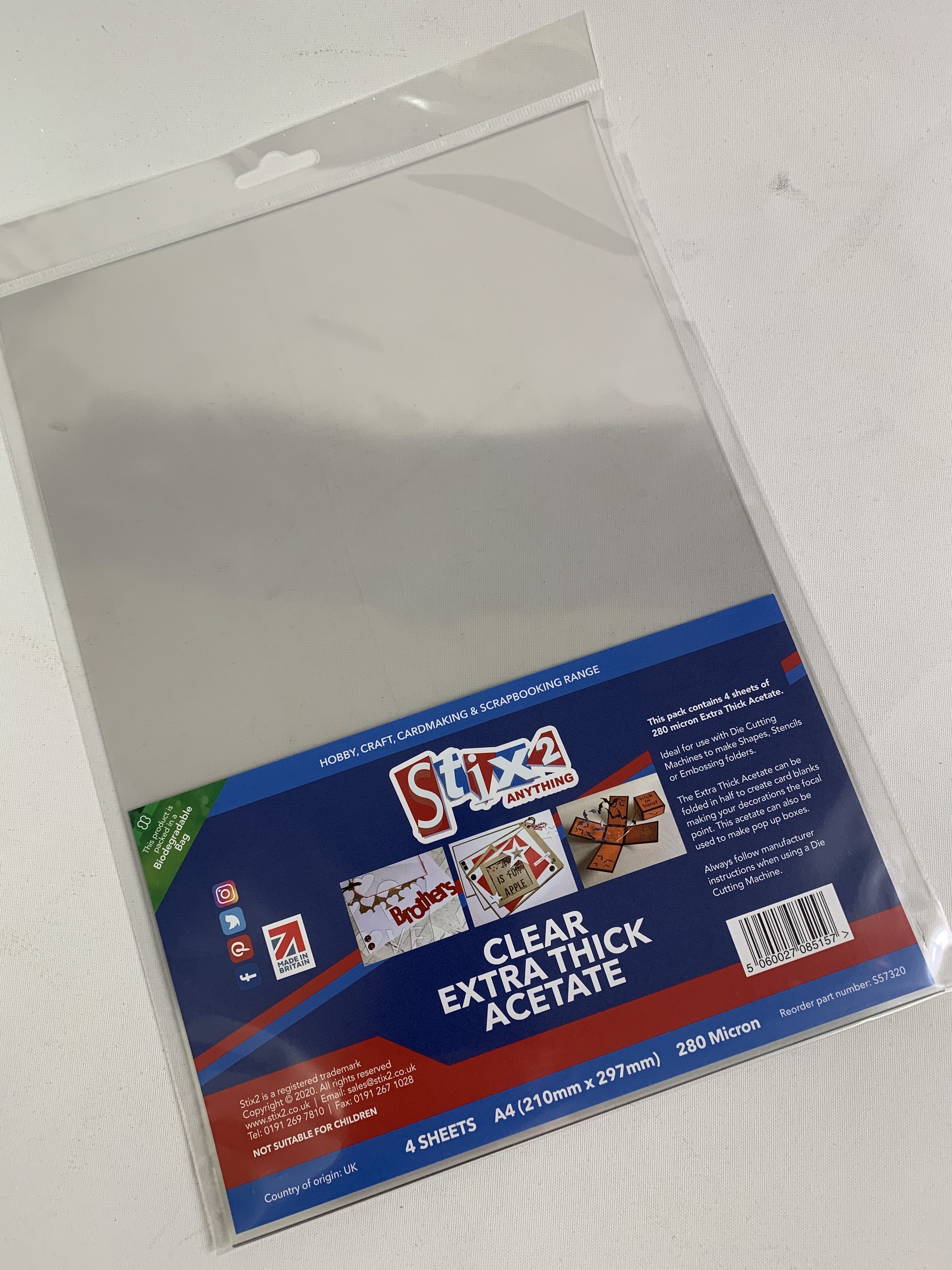 A4 Extra Thick Clear Acetate Sheets 300 Micron thick 210mm x 297mm