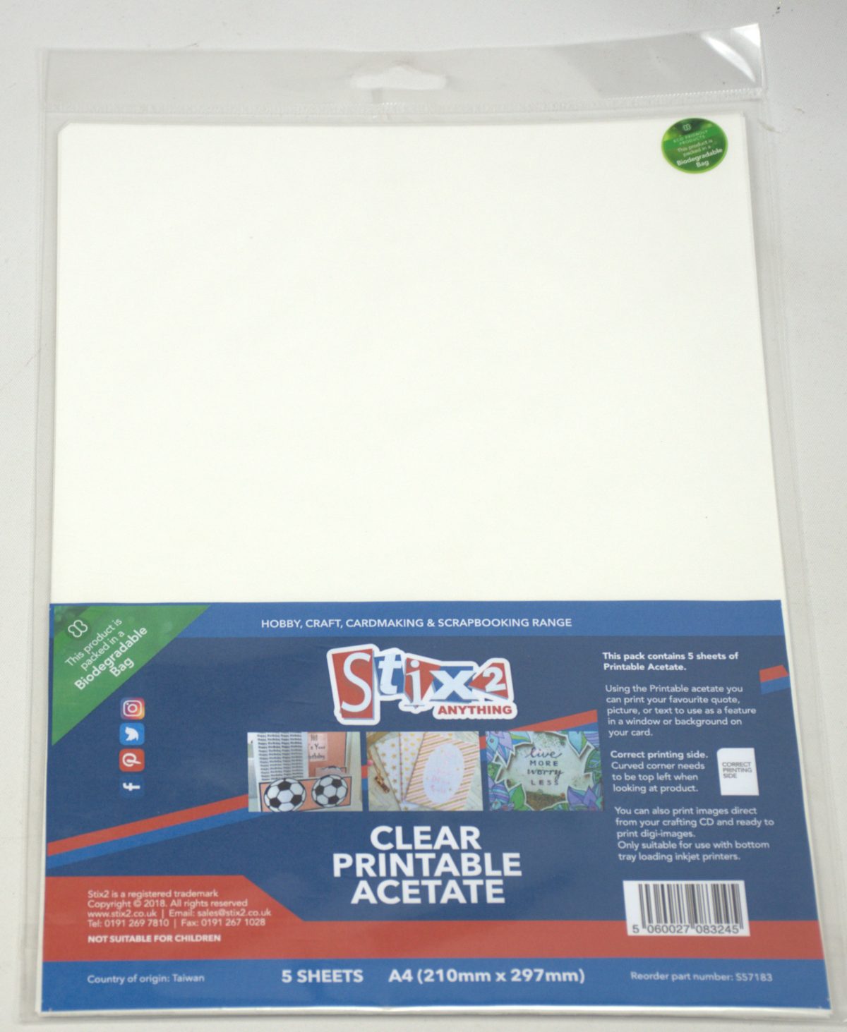 Clear Printable Acetate Sheets (inkjet Printer) 100 Micron thick