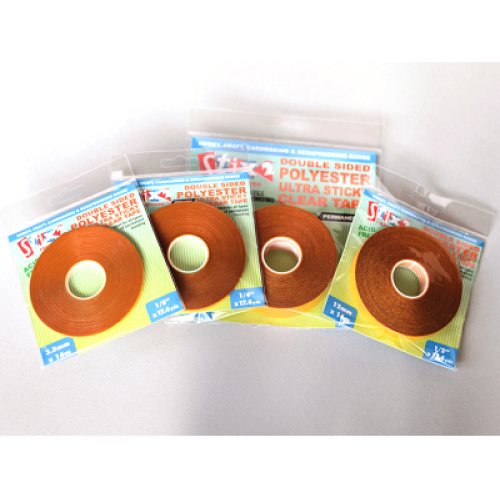 Double Sided Polyester Ultra Sticky Clear Tape 3.5mm x 16m